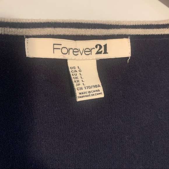 💞$5 Bundle Price💞 Forever 21 Varsity Style Navy Knit Cardigan - Picture 4 of 4